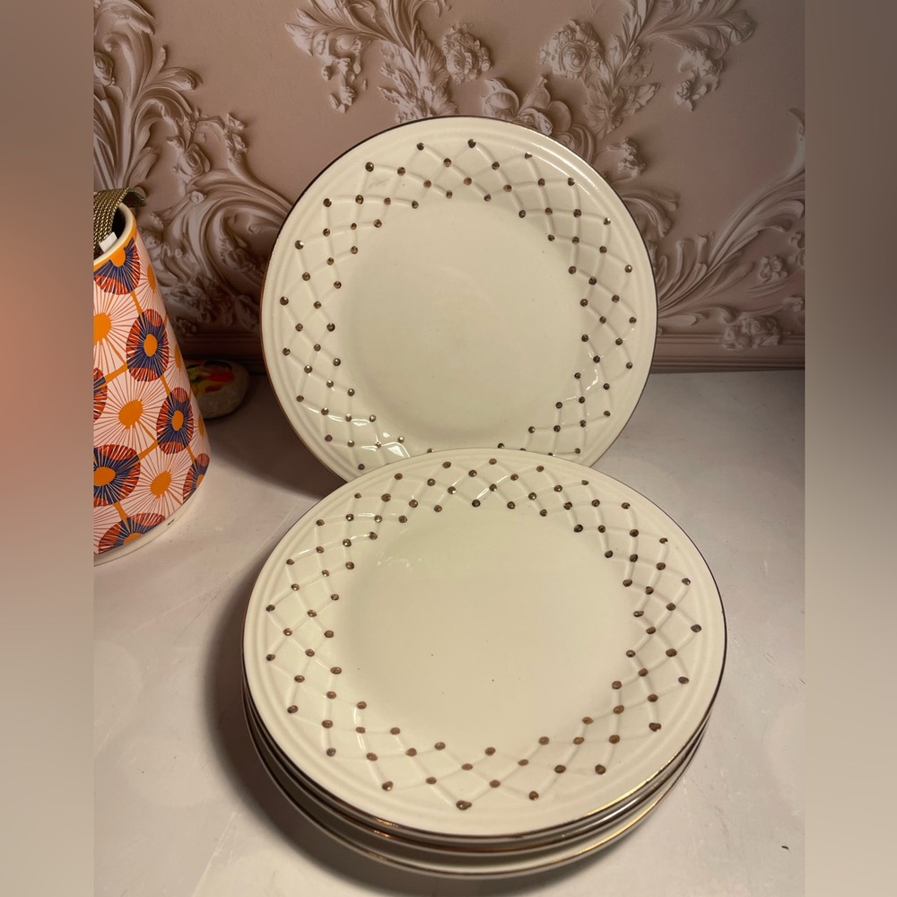 Gibson gold basket salad plates set of 4